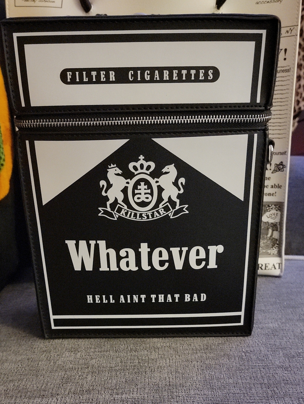 Killstar Black & White 'Whatever' Cigarette Pack Convertible Backpack